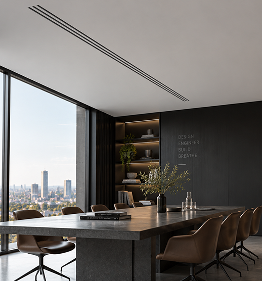 ERGOVENT LINEO PRO CONDI hidden linear air conditioning diffuser in a luxury office interior
